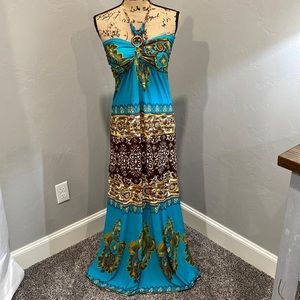 Love By Chesley, Floor Length, Beaded Neck Tie Back, Sz M
